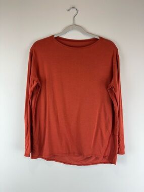 Lululemon Orange Back in Action Long Sleeve Athleisure Casual Top Size 12